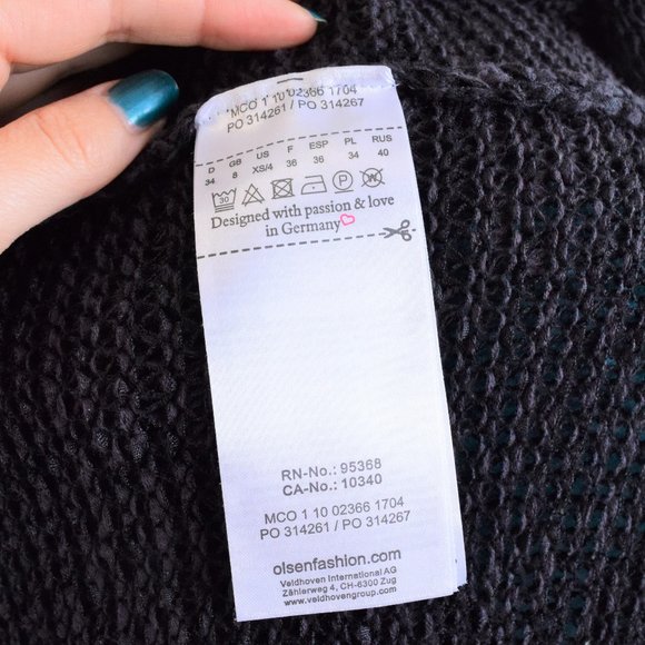 Black Crochet Knit Oversized European Cardigan - Picture 8 of 10